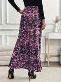 Phatbird Plus Size Pink Leopard Flare Maxi Skirt