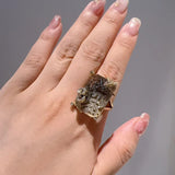 Phatbird Vintage Luxury Gold-Plated Crystal Claw-Set Ring