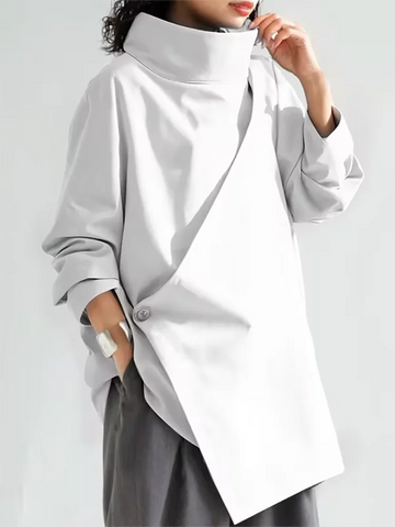 Phatbird Minimalist High-Neck Buttoned Tee