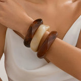 Phatbird Coffee Resin Geometric Wide Cuff Bangle