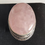 Phatbird Dual Stone Rose Quartz & Amazonite Silver Cuff Ring