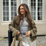 Suede Bomber Lapel Jacket