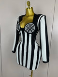 Phatbird Luxury Striped Bandage Mini Dress