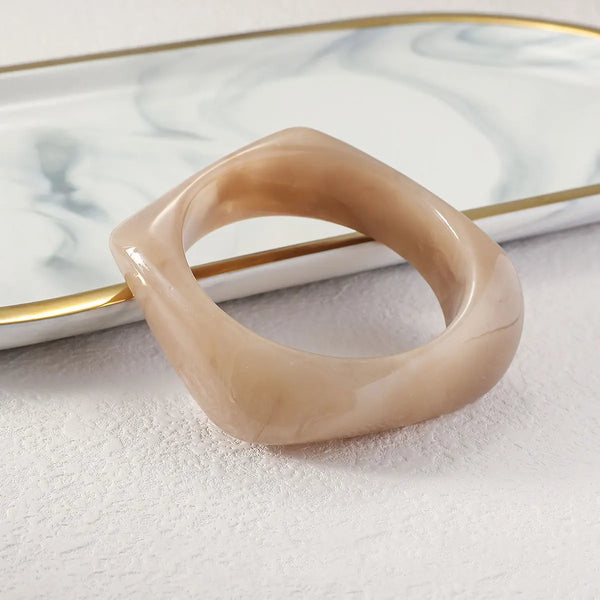 Phatbird Coffee Resin Geometric Wide Cuff Bangle