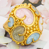 Phatbird Chunky Gold Dome Ring with Multicolor Enamel Swirl Detail