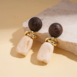 Phatbird Amber Resin Drop Earrings with Gold Knot Detail