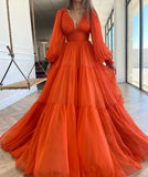 Tulle Princess V-Neck Gown