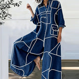Phatbird Striped Denim-Look Wide-Leg Jumpsuit