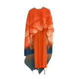 Pleated Two-Piece Dress and Shawl Set