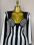 Phatbird Luxury Striped Bandage Mini Dress