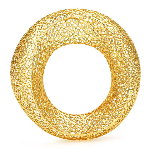 Phatbird 18k Gold Plated Bracelet Luxury Women Big Round Grid Bracelets Brass Fashion Jewelry Banquet Party