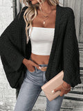 Phatbird batwing open front knit cardigan in a fine hollow-out knit - view 9