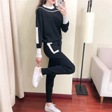 Phatbird Autumn Runway 2 Pieces Set Knitted Long Sleeve Pullovers Sweater Casual Patchwork