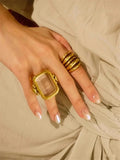 Square Natural Stone Crystal Ring