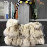 Winter Fox Fur Women's Fashion Bag