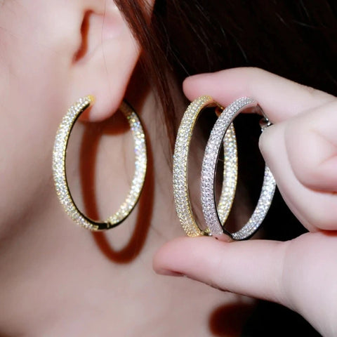 Phatbird Luxury Full Bling Iced Out Hoop Earrings