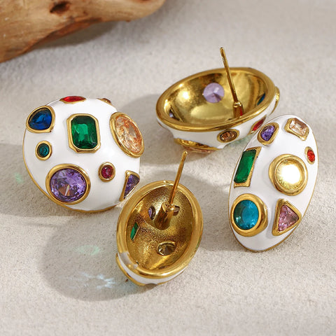 Phatbird Stainless Steel Round Stud Earrings