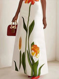 Phatbird Summer Latest Women's Fashion Flower Printed Dress Round Neck