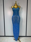 Rhinestone Mesh Sheath Gown