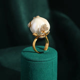 Phatbird Pearl Ring with Crystal Vine design