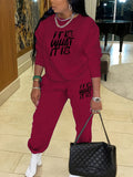 Phatbird Plus Size Casual Sports Hoodie Two-Piece Set Loose Long Sleeve