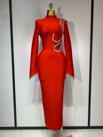 Phatbird Luxury Diamond Embellished Bodycon Maxi Dress