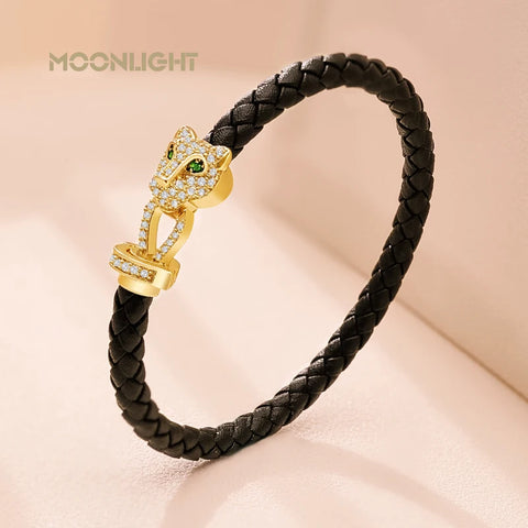 Phatbird Moonlight Cheetah Braided Leather Bracelet