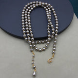Grey glass bead necklace