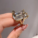 Phatbird Vintage Luxury Gold-Plated Crystal Claw-Set Ring