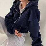 Phatbird fleece-lined cropped zip hoodie with drawstring hood - view 2