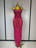 Rhinestone Mesh Sheath Gown