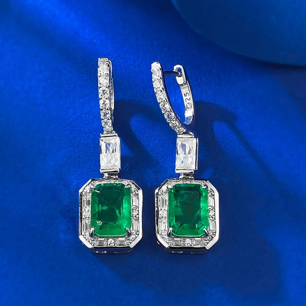 Phatbird Vintage Emerald & Diamond Silver Drop Earrings