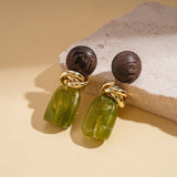 Phatbird Amber Resin Drop Earrings with Gold Knot Detail