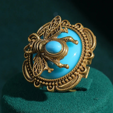 Vintage Blue Bee Resin Rings