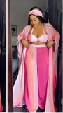 CM.YAYA Women Pants Set Print Long Loose Coats + Bra + Wide Leg Pants 3 Piece Sets with Scarf Fashion Outfits Streetwear Autumn