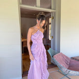 Phatbird Lilac Lotus Ruffle Maxi Dress