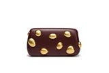 Phatbird Gold Crystal Stone Leather Clutch