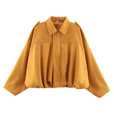 Suede Bomber Lapel Jacket