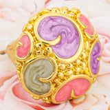 Phatbird Chunky Gold Dome Ring with Multicolor Enamel Swirl Detail