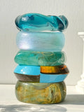 Phatbird Blue Twisted Irregular Square Round Summer Resin Bracelet