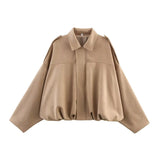 Suede Bomber Lapel Jacket