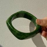 Phatbird Green White Irregular Square Wide Resin Bracelet for Women Autumn