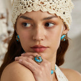 Vintage Blue Bee Resin Rings