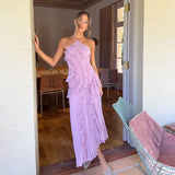 Phatbird Lilac Lotus Ruffle Maxi Dress