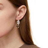Phatbird Two-Tone Crystal Snake Wrap Hoop Drop Earrings