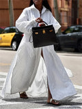 LONG SLEEVES SIDE SPLIT Shirt Dress For-Side
