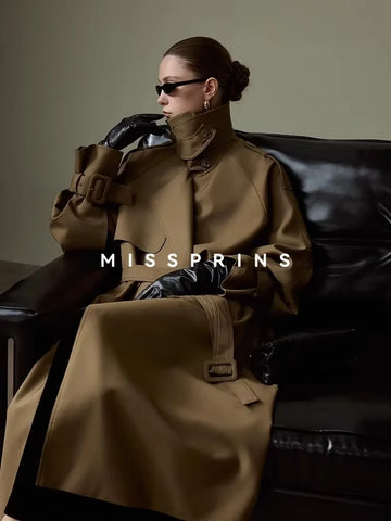 Phatbird belted longline khaki trench coat, double breasted