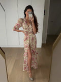 Phatbird Organza Floral Puff-Sleeve Maxi Gown