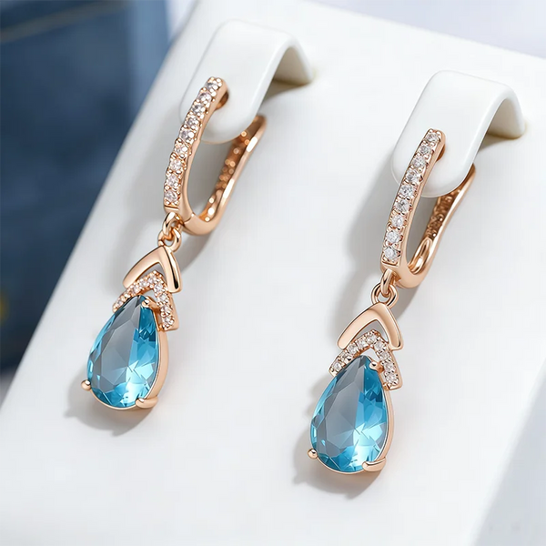 Phatbird Blue Stone Long Dangle Earrings