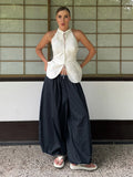 Phatbird cotton lantern wide leg trousers with elasticated waist - view 6